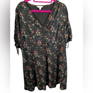 LC Lauren Conrad Black Dress with Floral Pattern
